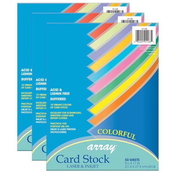 Card Stock, 8.5 x 11, Colorful Array, PK150